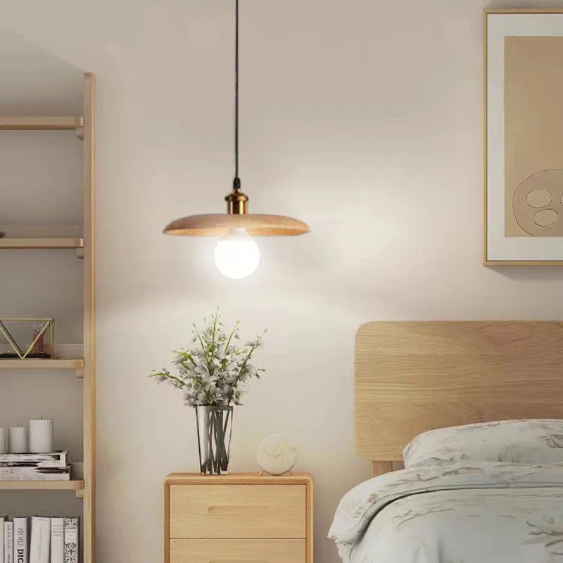 Afralia™ Nordic Wooden Pendant Lamp Modern Luminaire for Dining Table Kitchen Island