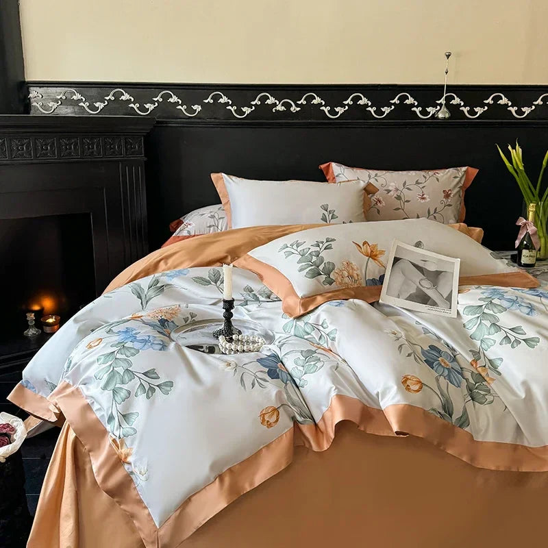 Afralia™ Egyptian Cotton Bedding Set: Queen King Full Size Sheet Pillowcase Comforter Cover