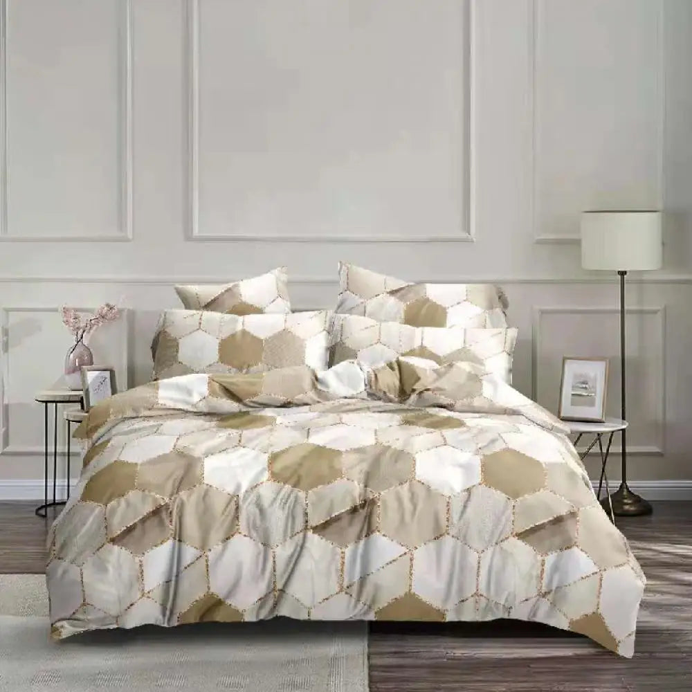 Afralia™ Honeycomb Marble Patterned Bedding Set, Luxurious Duvet Cover with Pillowcase