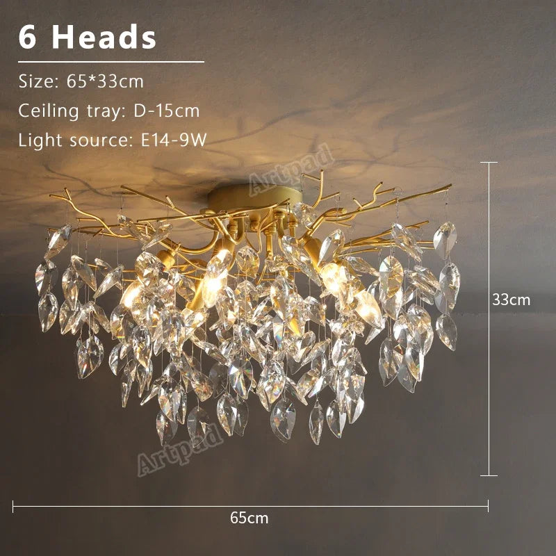 Afralia™ Vintage Crystal Ceiling Lamp LED Chandelier for Living Room & Bedroom