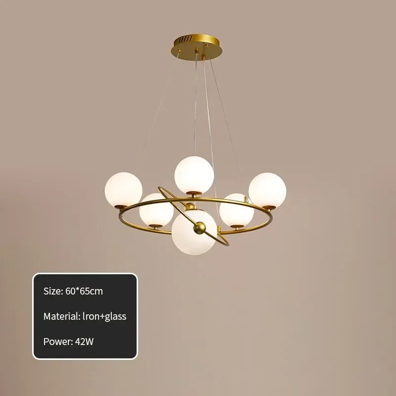 Afralia™ Nordic Glass Ball Chandelier Modern Ring Design G9 Light Fixtures