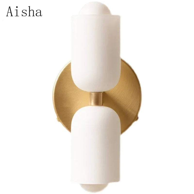 Afralia™ Double Head Glass Wall Light for Bedroom, Living Room, Bathroom Décor