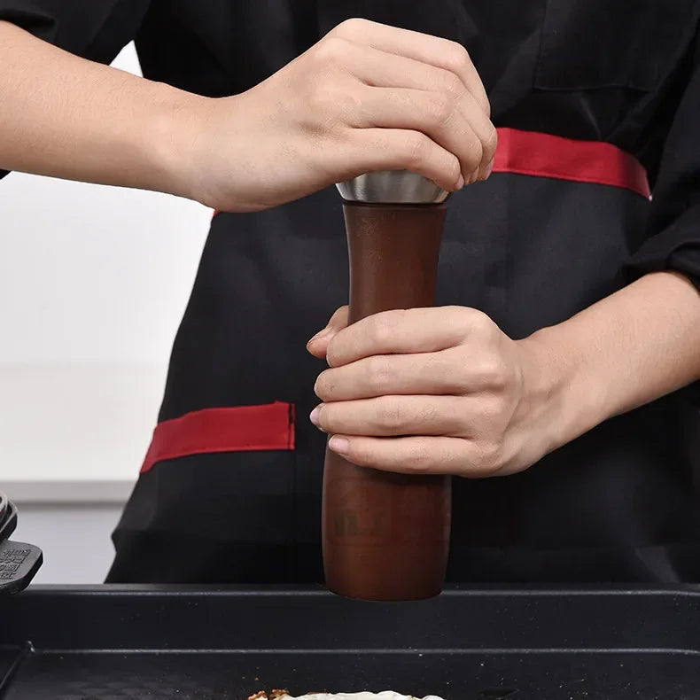 Afralia™ Wood Pepper Mill Grinder Black Ceramic Core Kitchen Tool