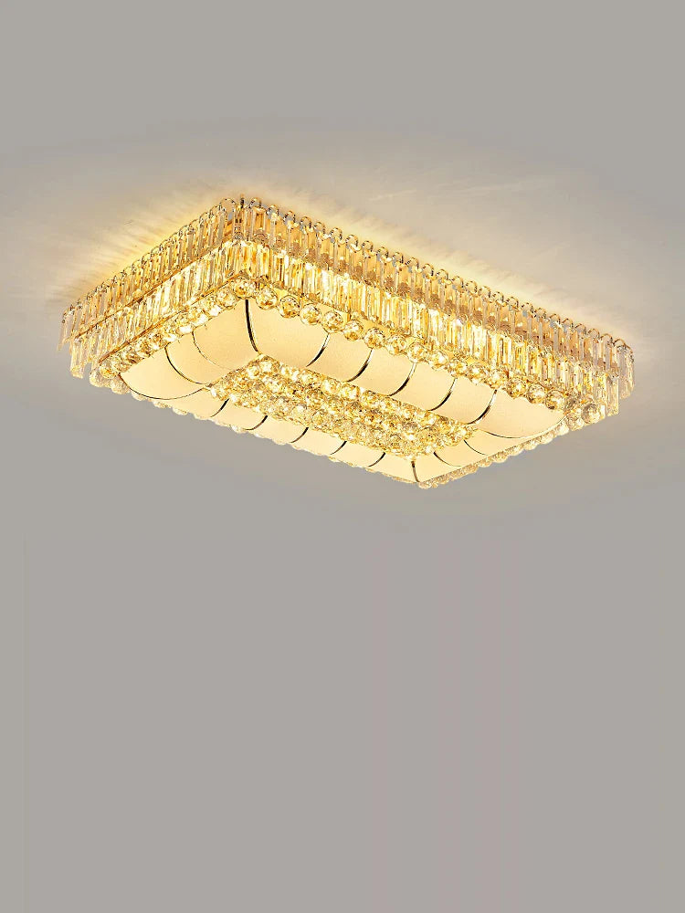 Afralia™ Gold Chrome Crystal LED Ceiling Chandelier for Living Room
