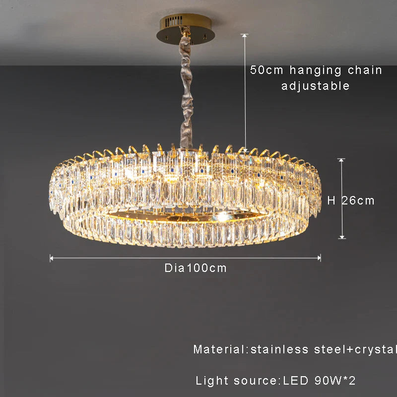 Afralia™ Crystal Ceiling Chandelier, Nordic Luxury Double Lampara for Dining Table