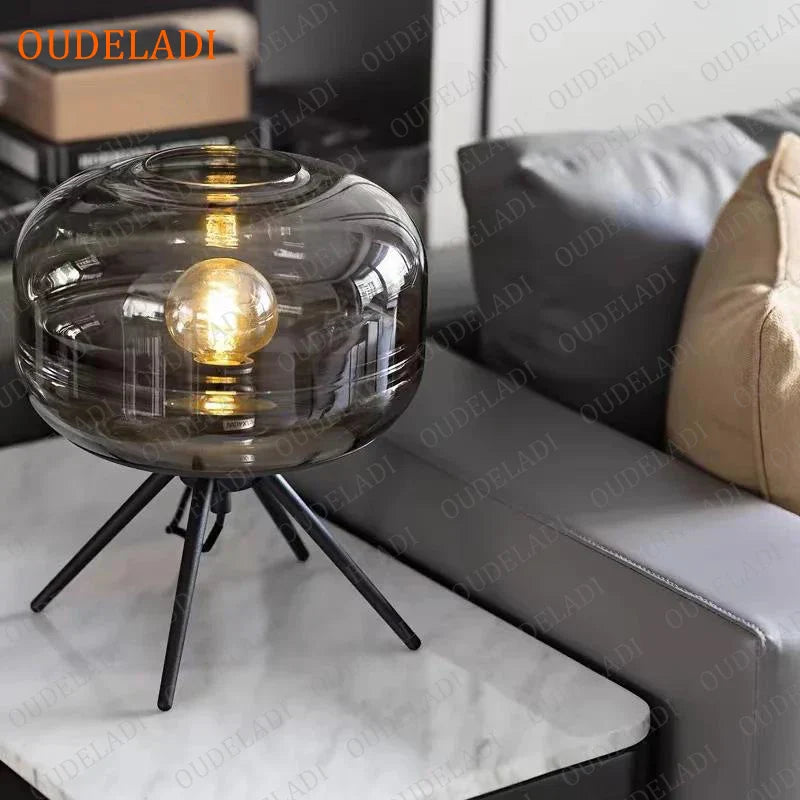 Afralia™ Glass Table Lamp: Modern Art Shelf Desk Lamp for Bedroom Decor