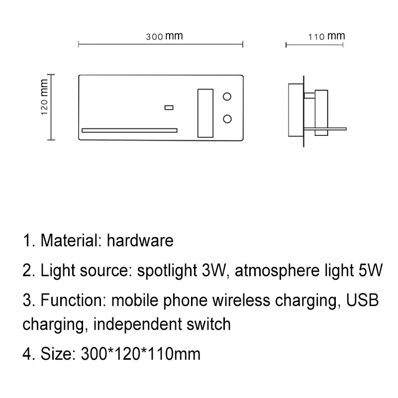 Afralia™ Wireless Charging Wall Lamp USB Nordic Indoor Lighting Home Decor