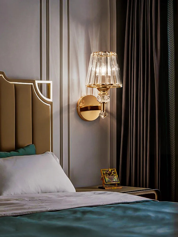 Afralia™ Crystal Wall Lamp: Modern Simple Luxury for Bedroom Staircase Living Room TV Background