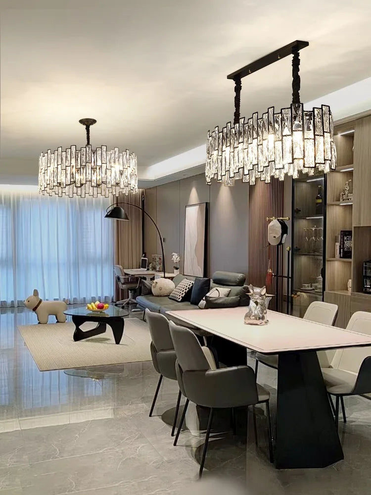 Afralia™ Luxury Crystal Chandeliers: Modern LED Pendant Lights for Living Room and Kitchen Island