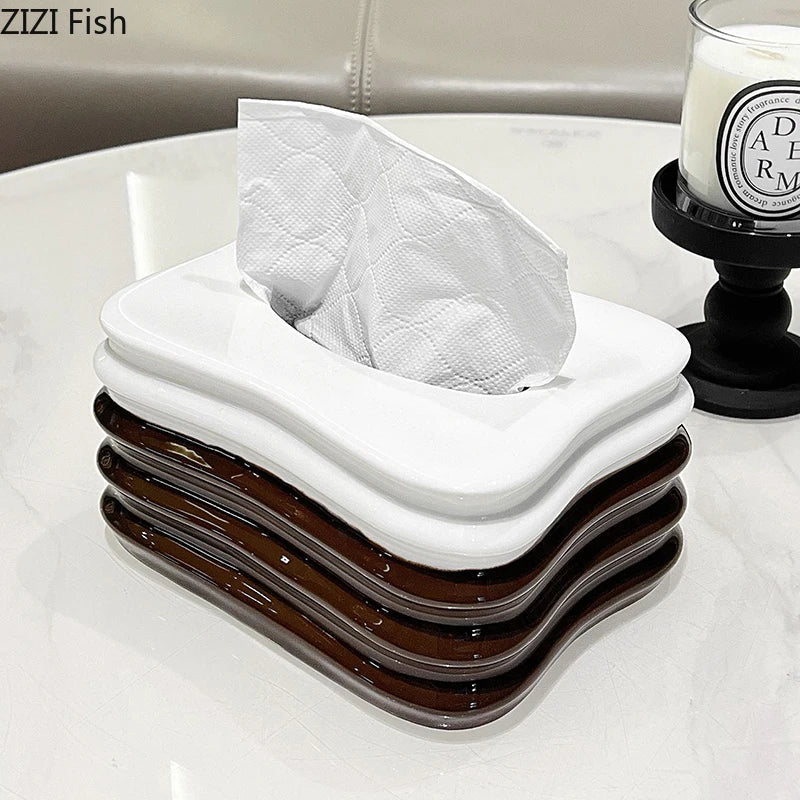 Afralia™ Multi Layer Ceramic Tissue Box - Stylish Desk and Home Decor