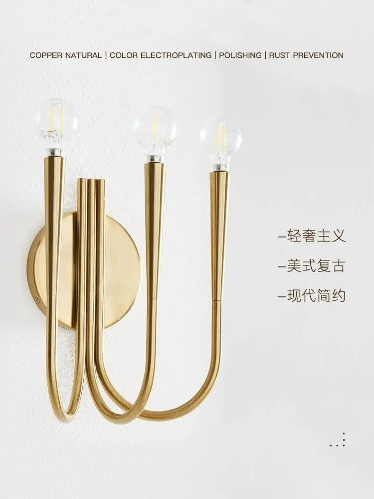 Afralia™ Vintage Copper LED Chandelier Gold Luxury Ceiling Lamp for Kitchen & Living Room