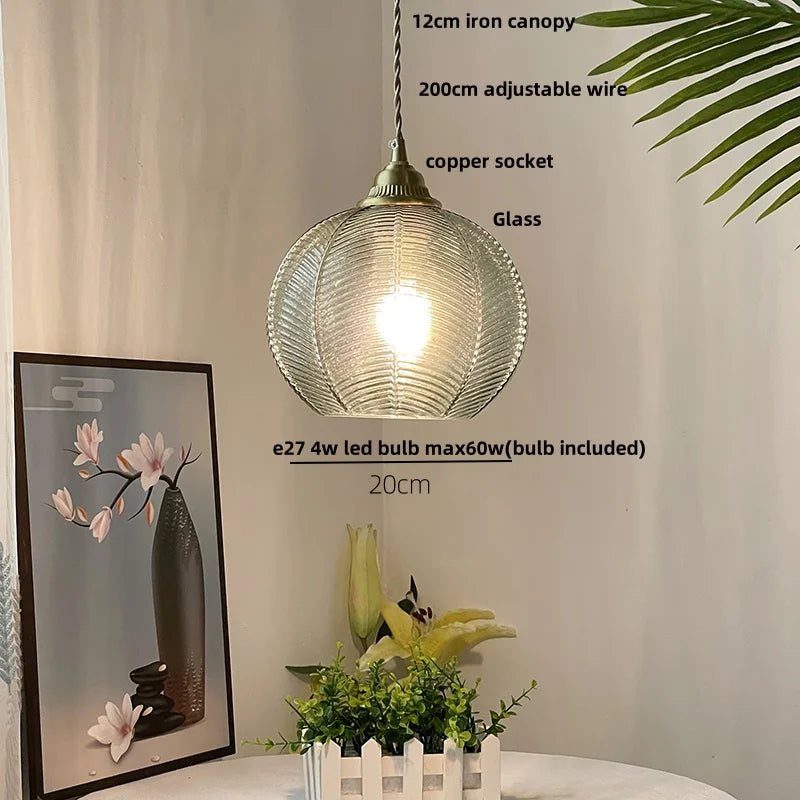 Afralia™ Nordic Walnut Glass LED Pendant Lamp Kitchen Light Fixtures