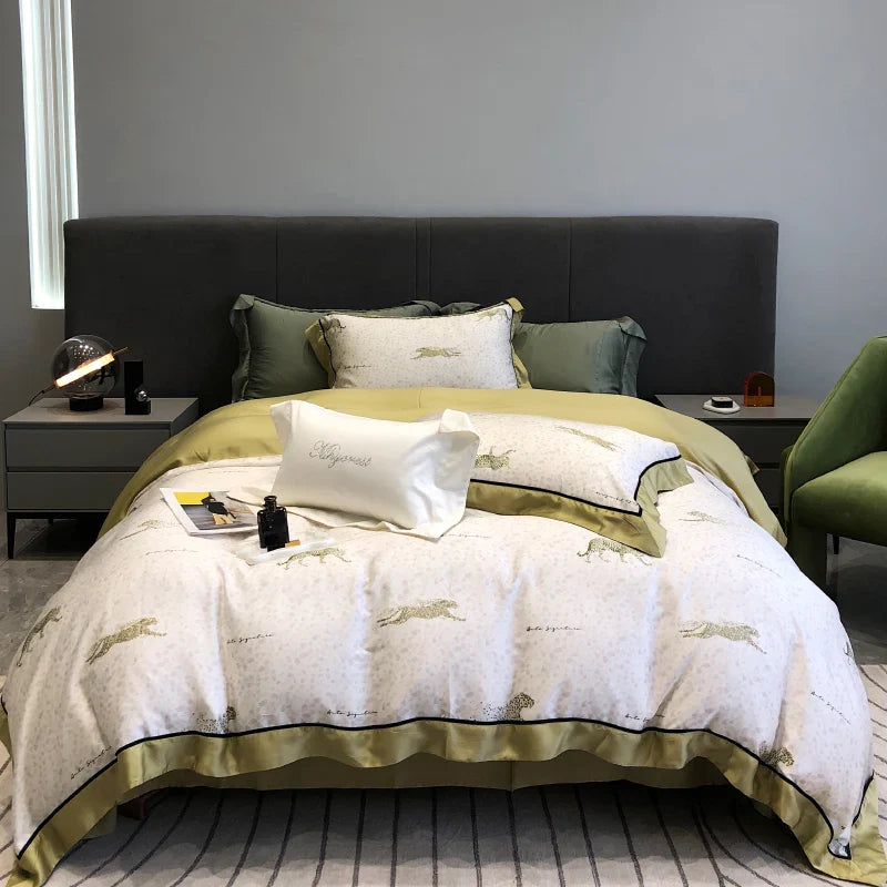 Afralia™ Eucalyptus Lyocell Flowers Duvet Set with Sheet & Pillowcases