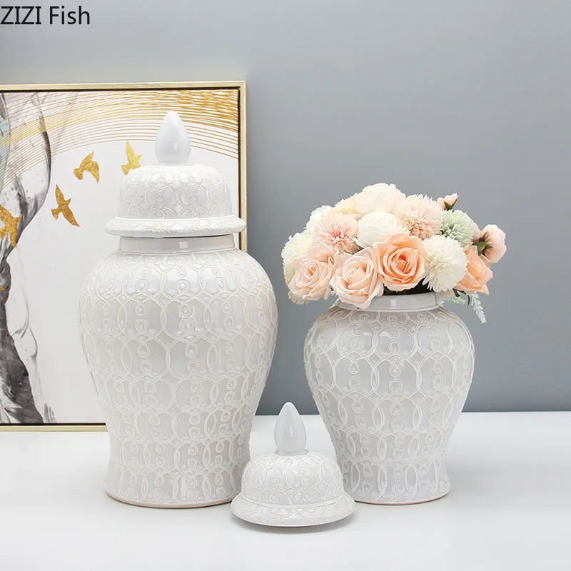 Afralia™ Ceramic Floral Storage Jar Set - Vintage Tea Caddy & Vase Home Decor