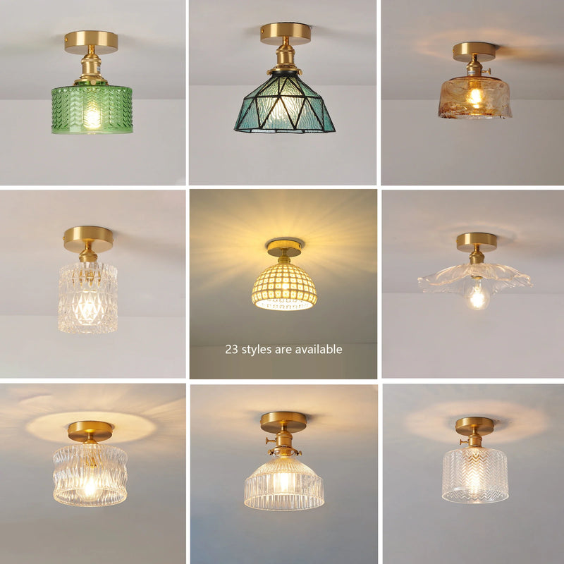 Afralia™ Glass Shade Pendant Ceiling Lamp for Kitchen Aisle Bedroom LED Lights Fixtures