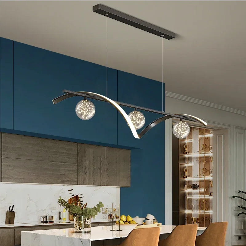 Afralia™ LED Pendant Lamps Dimmable Ceiling Chandelier for Dining Room Kitchen Island