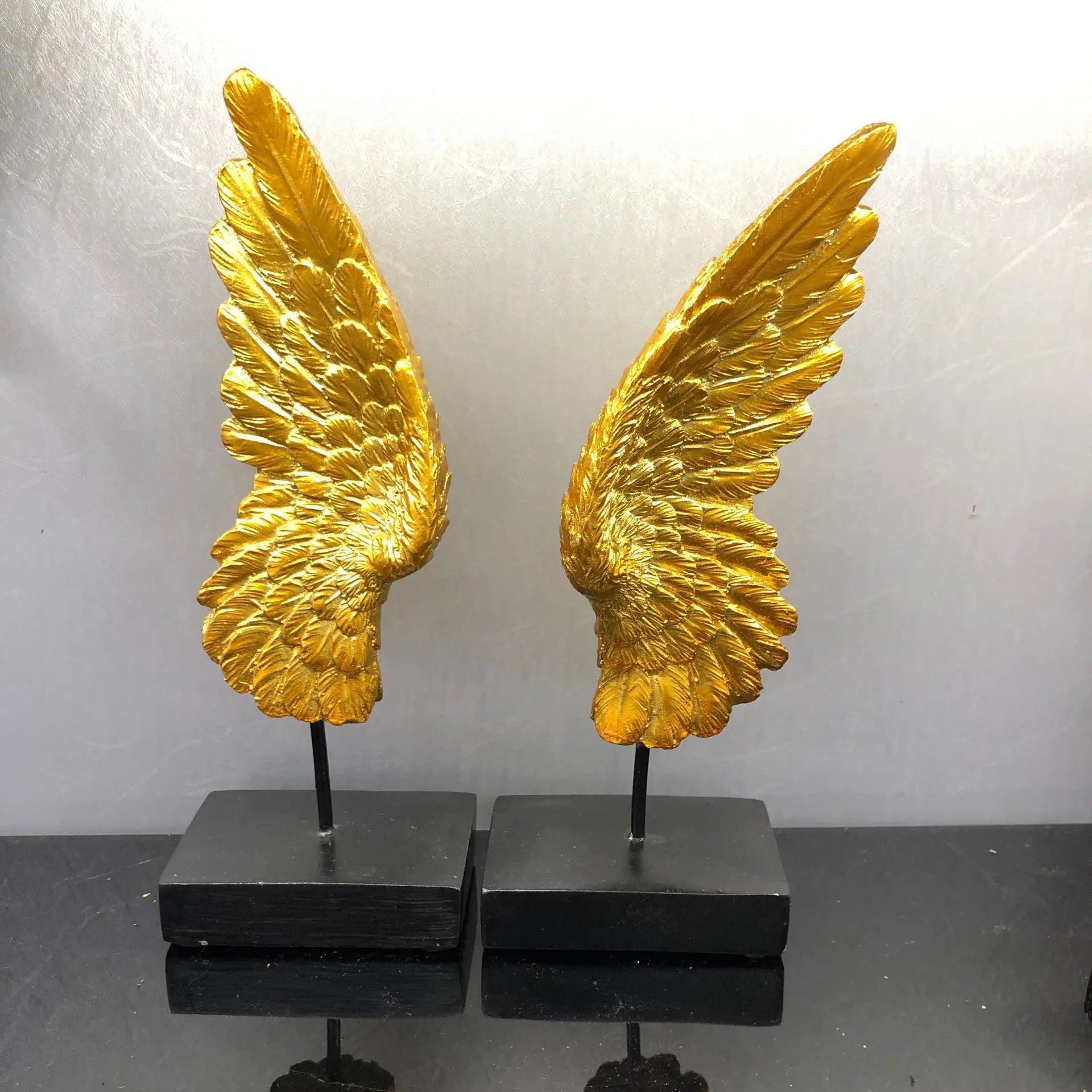 Afralia™ Elegant Angel Wings Resin Sculpture Table Decor for Home and Office
