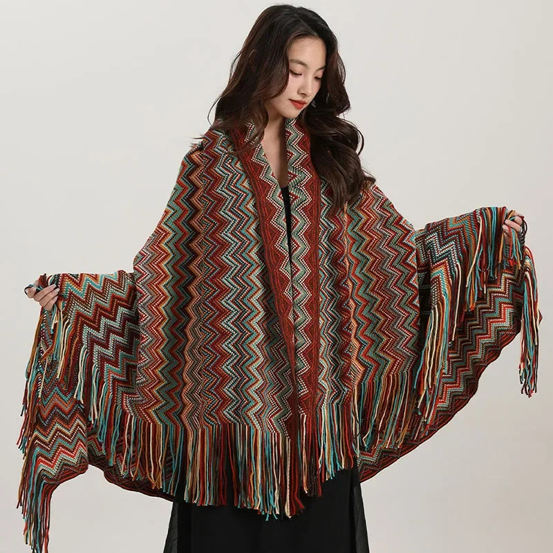 Afralia™ Bohemian Wavy Fringe Shawl: Fashionable & Multifunctional Sofa Cover Blanket