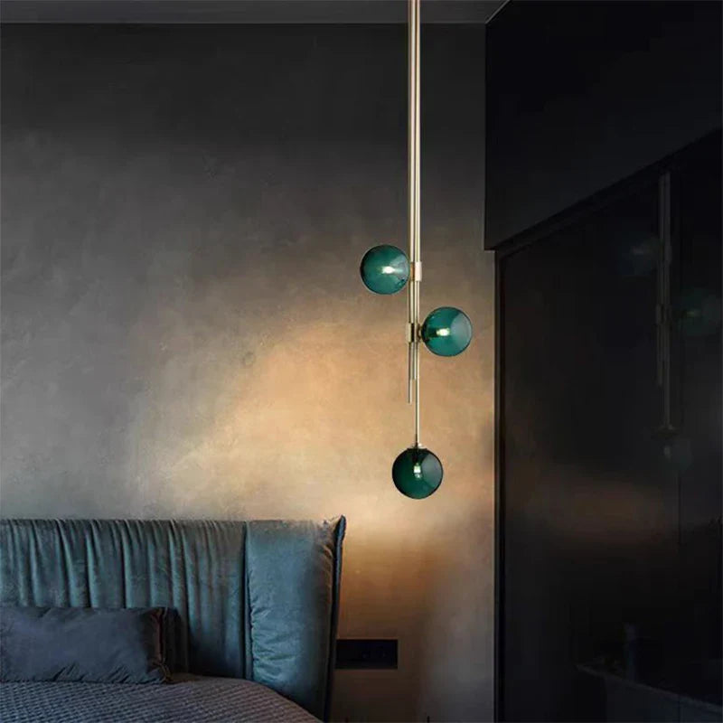 Afralia™ LED Glass Ball Pendant Light Brass Luminaire for Home Decor