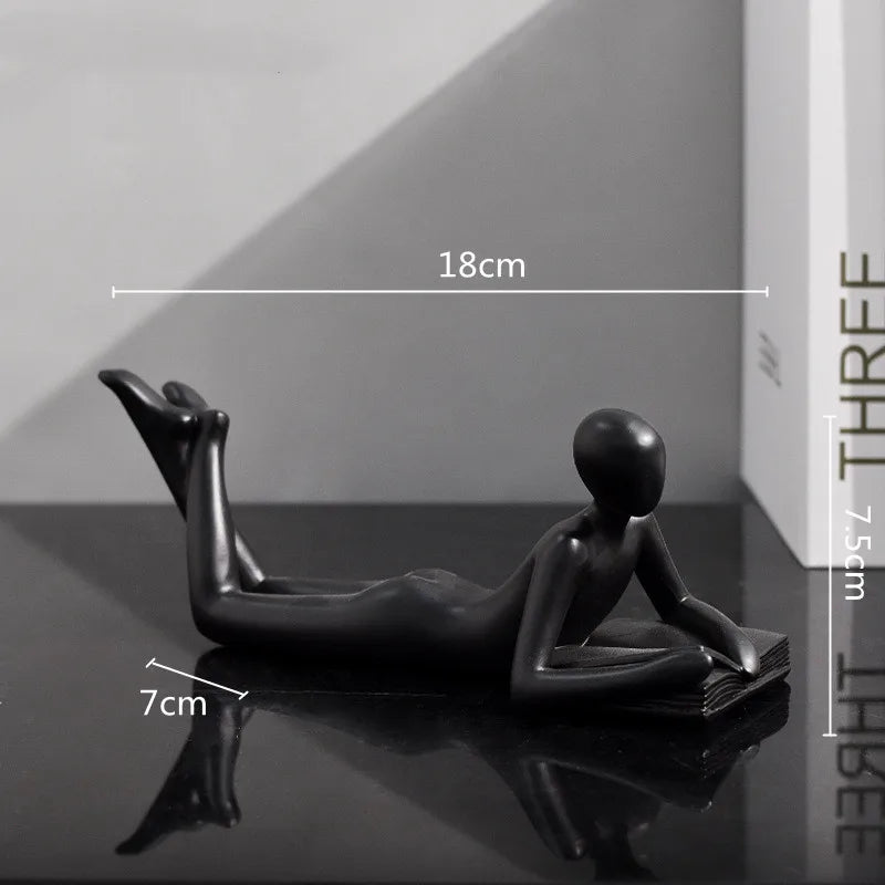 Afralia™ Golden Thinker Reader Man Resin Figure: Abstract Home Decor Figurine