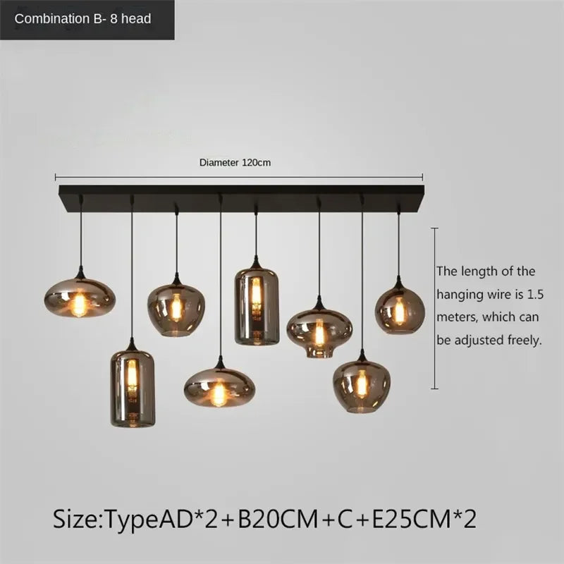 Afralia™ LED Glass Pendant Chandelier for Kitchen Dining Bar Décor
