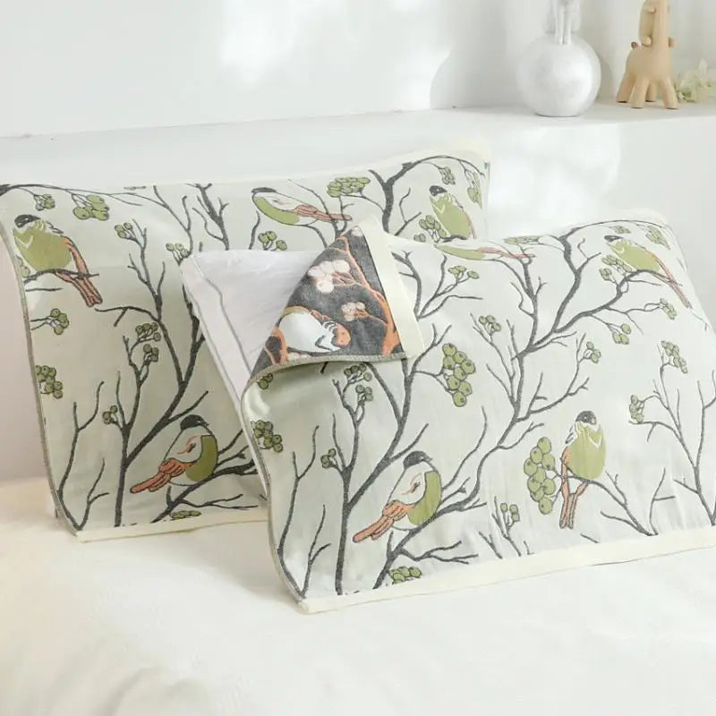 Afralia™ Six-Layer Gauze Cotton Pillowcase Set