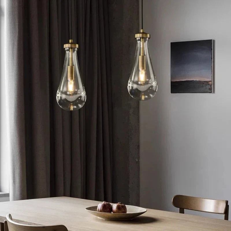 Afralia™ Waterdrop Glass Pendant Light: Modern LED, Lobby Accent for Home, Hotel, Staircase Decor