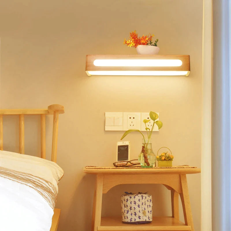 Afralia™ Wooden Wall Lamp Bedside Modern Nordic Led Light for Bedroom and Living Room