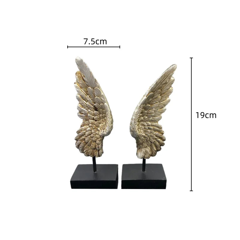 Afralia™ Elegant Angel Wings Resin Sculpture Table Decor for Home and Office