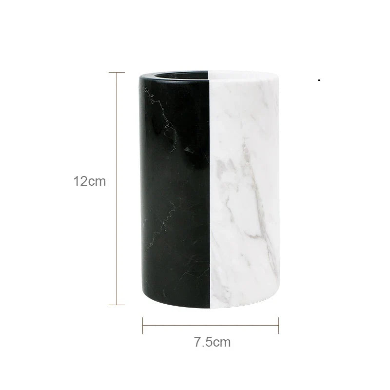 Afralia™ Marble Bathroom Set: Soap Dispenser, Toothbrush Holder, Soap Dish, Cotton Swab Holder
