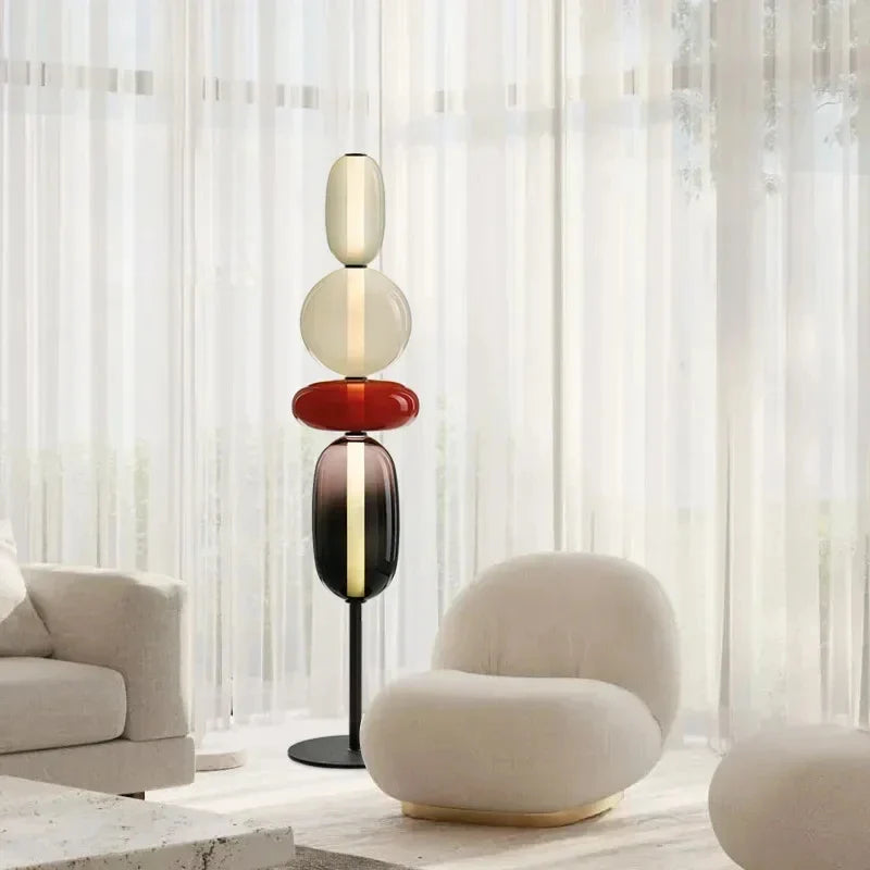 Afralia™ Colored Glass LED Floor Lamp - Indoor Lighting Decoration for Living Room and Bedroom