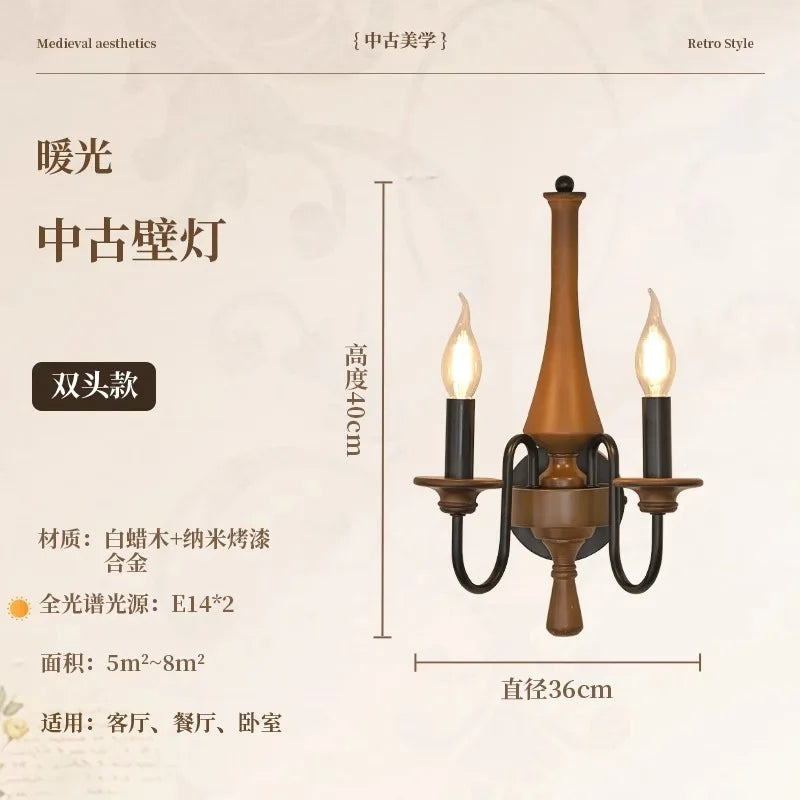 Afralia™ Retro Pendant Light LED Solid Wood Iron Art Decor Hanging Lamp for Home and Cafe