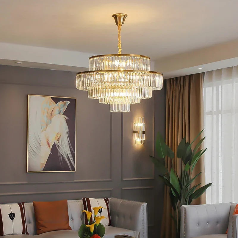 Afralia™ Crystal LED Pendant Chandelier: Luxury Villa Living Room Decor, Hotel Hanging Light Fixture