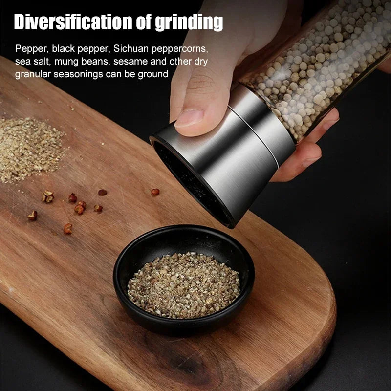 Afralia™ Stainless Steel Spice Mill Shakers with Condiment Container