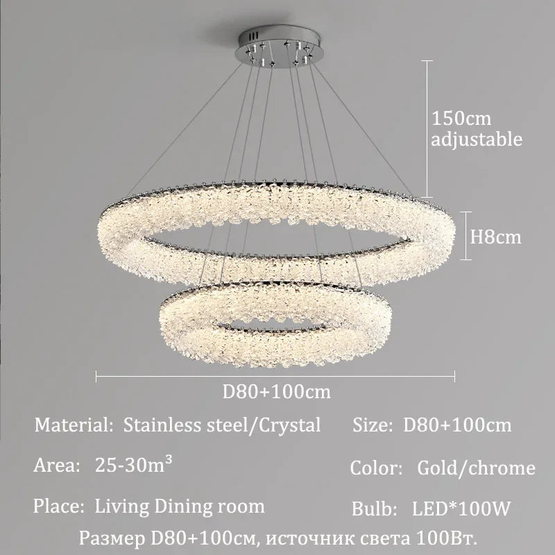 Afralia™ Crystal LED Chandelier Ceiling Light Modern Living Room Decor Pendant Lamp