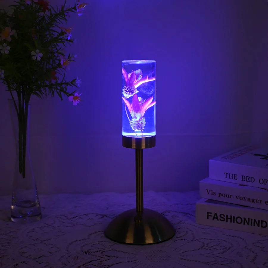 Afralia™ Eternal Flower Acrylic Desk Lamp LED Nightlight Bedroom Bedlight Decoration