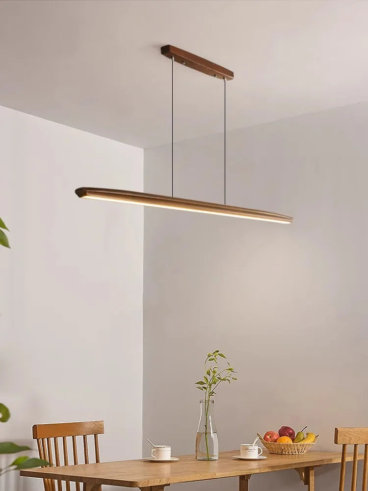 Afralia™ White Pine Black Walnut Wood LED Pendant Light Chandelier for Dinning Room