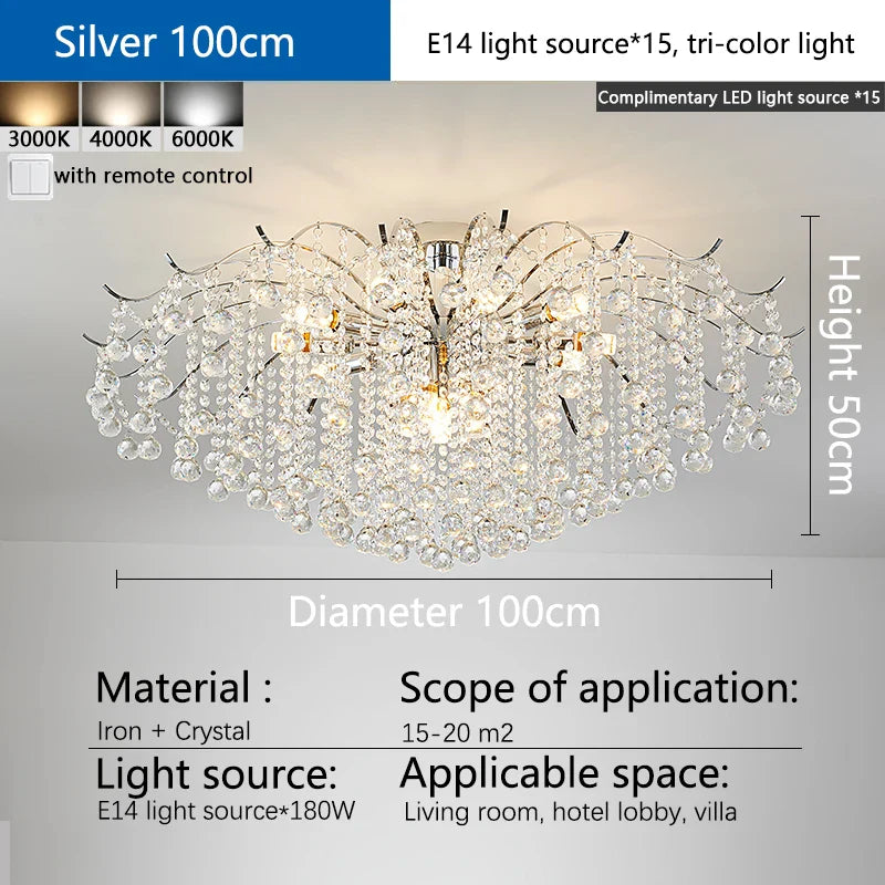 Afralia™ Crystal Luxury LED Chandelier Ceiling Light for Living Room Bedroom Home Decor
