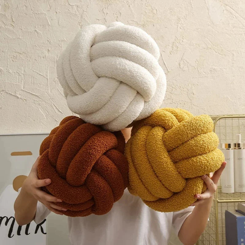Afralia™ Boucle Knotted Circle Soft Pillows - Home Decorative Round Ball Throw Plush Pillows