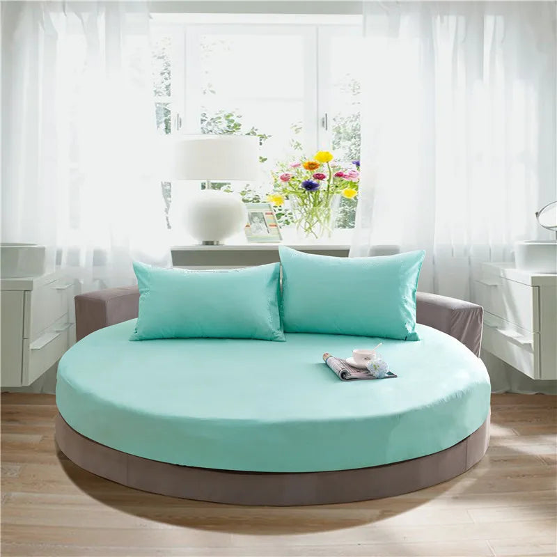 Afralia™ Cotton Round Fitted Bed Sheet Set with Pillowcases