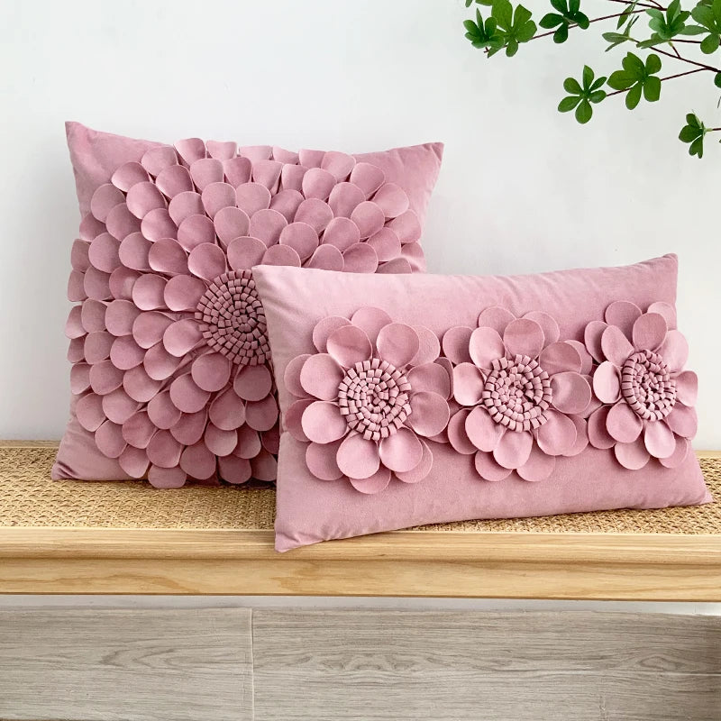 Afralia™ Chrysanthemum Sun Flower Velvet Cushion Cover Set for Cozy Home Decor