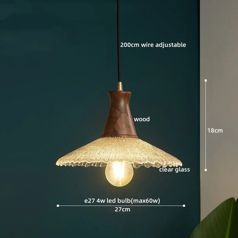 Afralia™ Ceramic Wood LED Pendant Lights Modern Hanging Lamp for Home Decor
