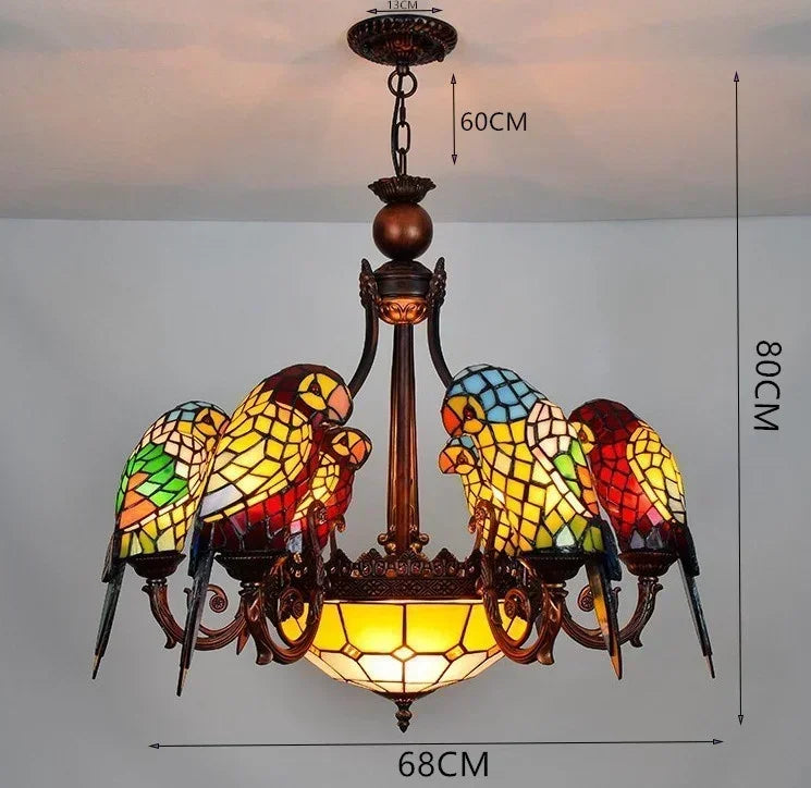 Afralia™ Glass Parrot Pendant Chandelier - Luxury Home Lighting Fixture