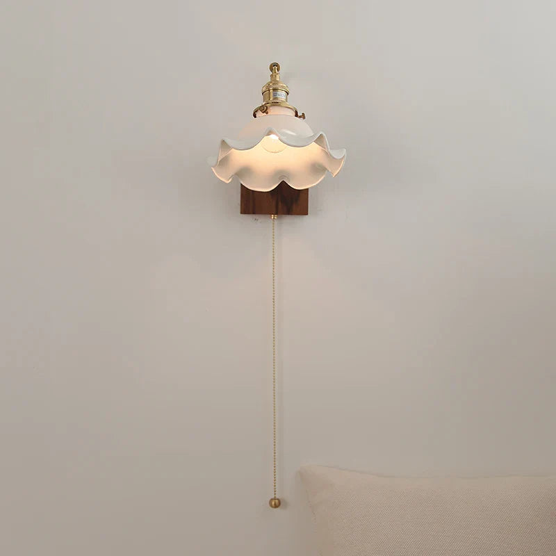 Afralia™ Modern Walnut Brass LED Wall Light Rotatable Bedside Sconce Stair Fixture