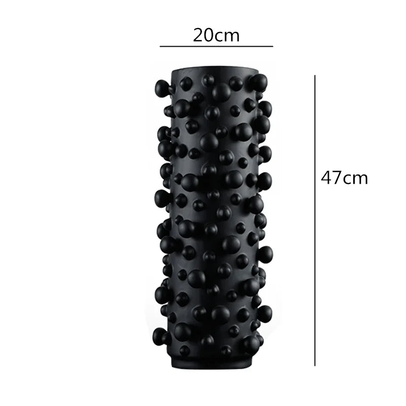 Afralia™ Black White Abstract Dots Resin Vase Irregular Bumps Home Decoration Organizer