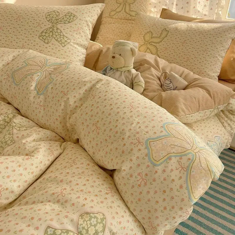 Afralia™ Cartoon Printed Cotton Bedding Set - Soft, Skin-Friendly Duvet Cover