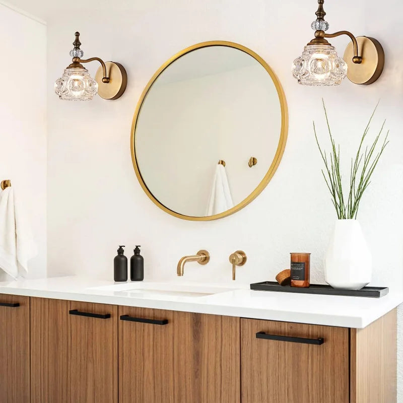 Afralia™ Gold Crystal Wall Lamp: Luxury LED Indoor Light for Living Room, Bedroom, and Bathroom