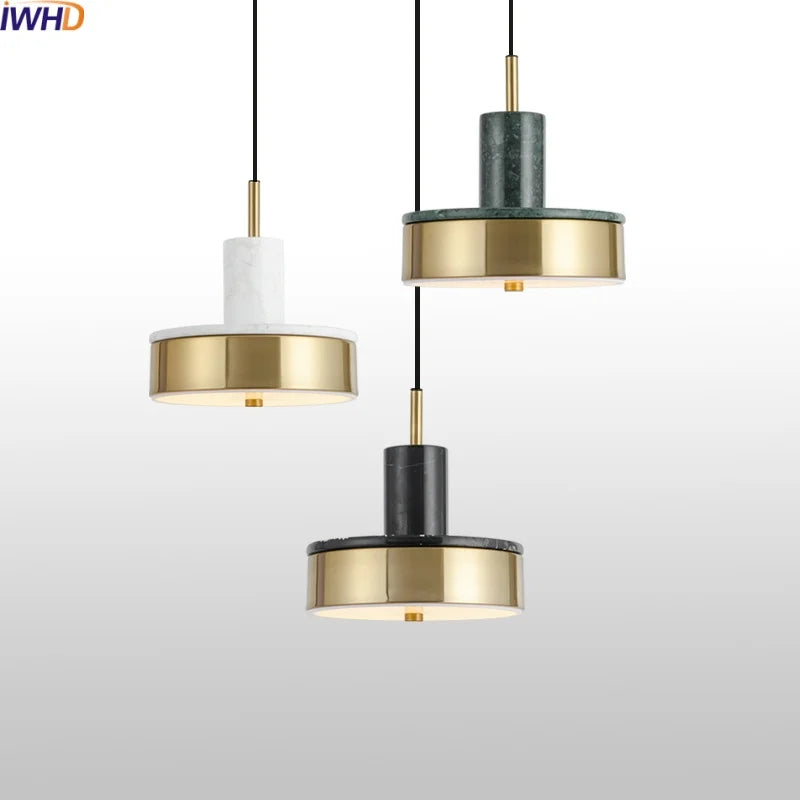 Afralia™ Marble Copper LED Pendant Light - Modern Hanging Lamp Chandelier