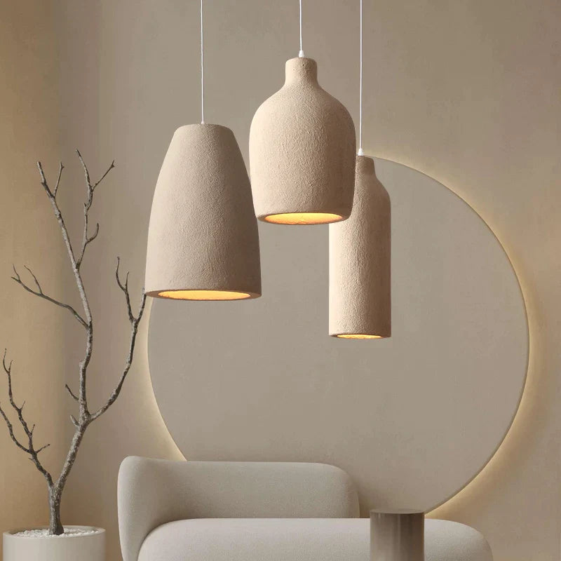 Afralia™ LED Chandelier: Minimalist Cement Hanging Light for Bedroom and Living Room