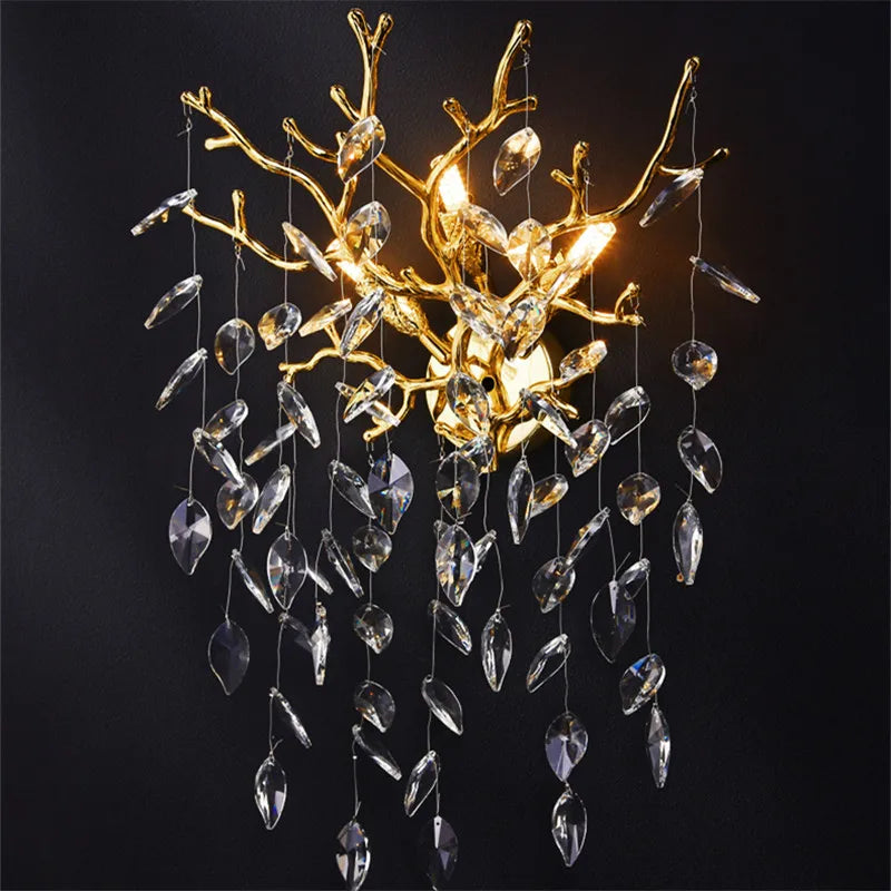 Afralia™ Crystal Luxury Wall Lamp for Living Room Bedroom Indoor Decor